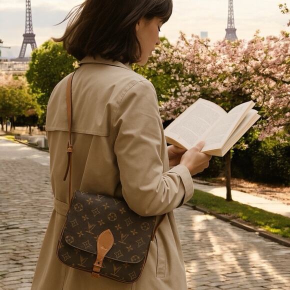 ouis Vuitton Monogram Canvas Cartouchiere Shoulder Bag Crossbody Vintage LV - Picture 1 of 16